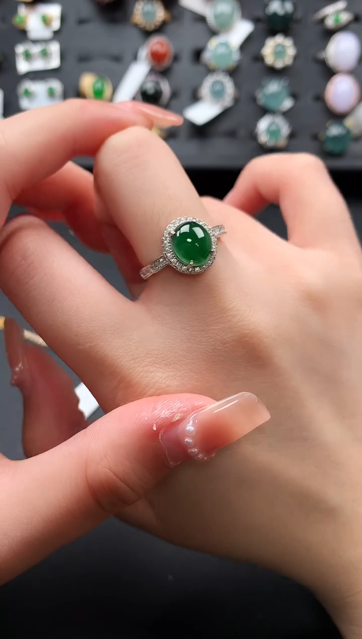 【闪购商品】翡翠戒指银S925镶嵌52141