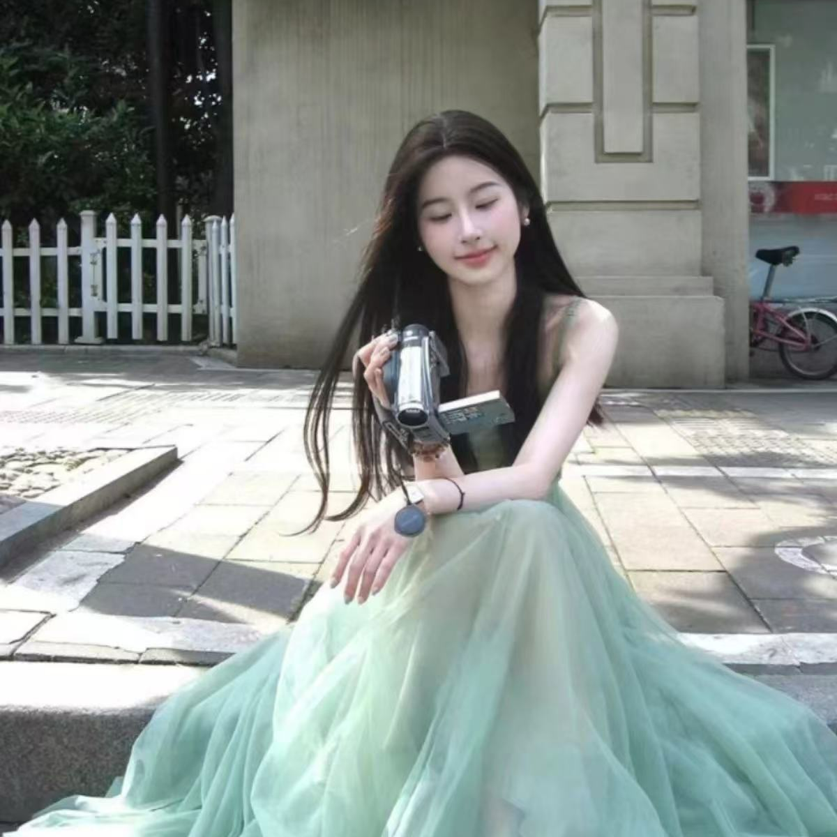 绝美清纯海边度假仙女裙氛围感气质网纱吊带连衣裙飘逸超仙长裙子