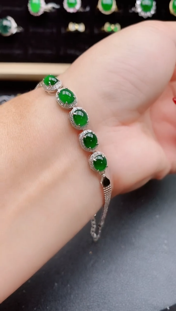 【闪购商品】翡翠手链银S925镶嵌50850580
