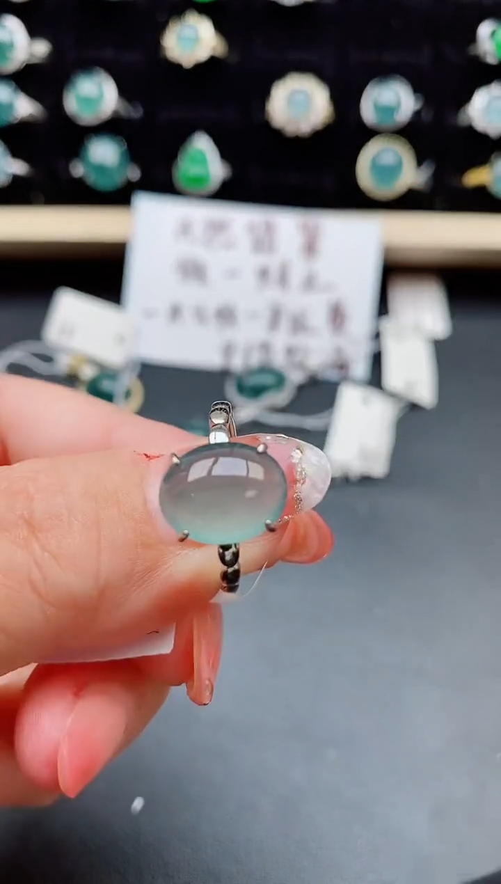 【闪购商品】翡翠戒指银S925镶嵌8000