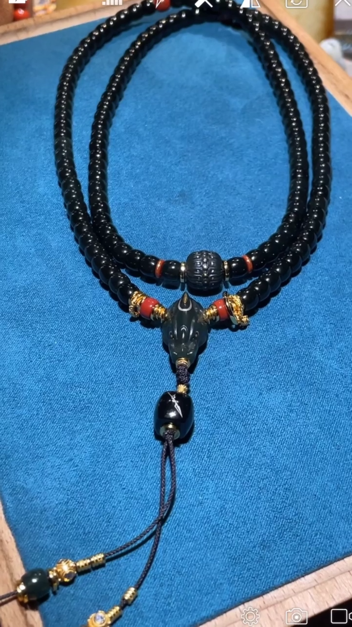 【闪购商品】定制和田玉HZ黑青老型珠珠链