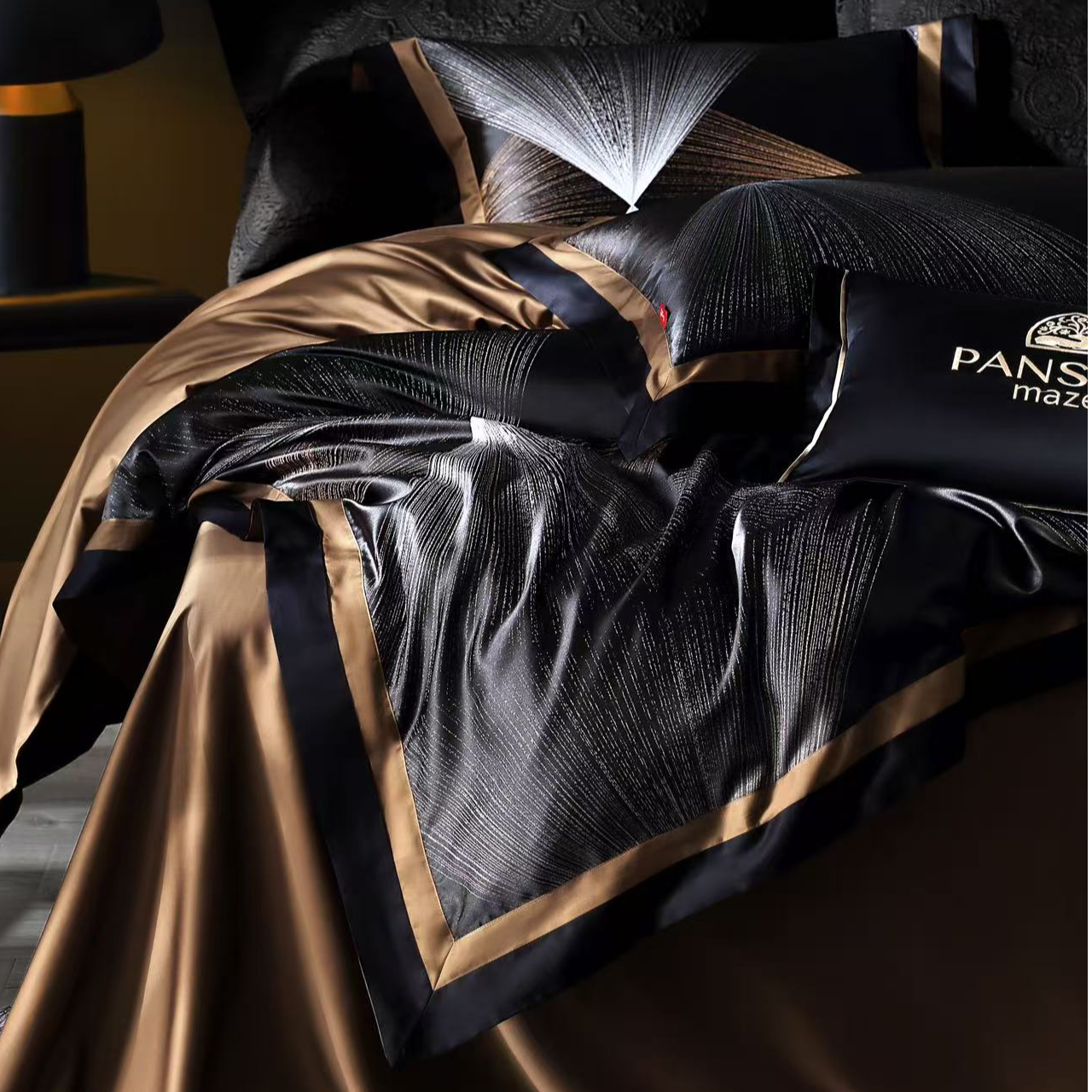 『伯牙绝弦』意式轻奢空间艺术极简风线条款色织提花亲肤美式四件套