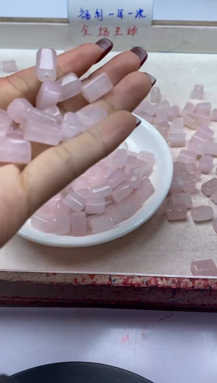 【闪购商品】水晶颈饰未镶嵌w1351粉水晶长条*10颗