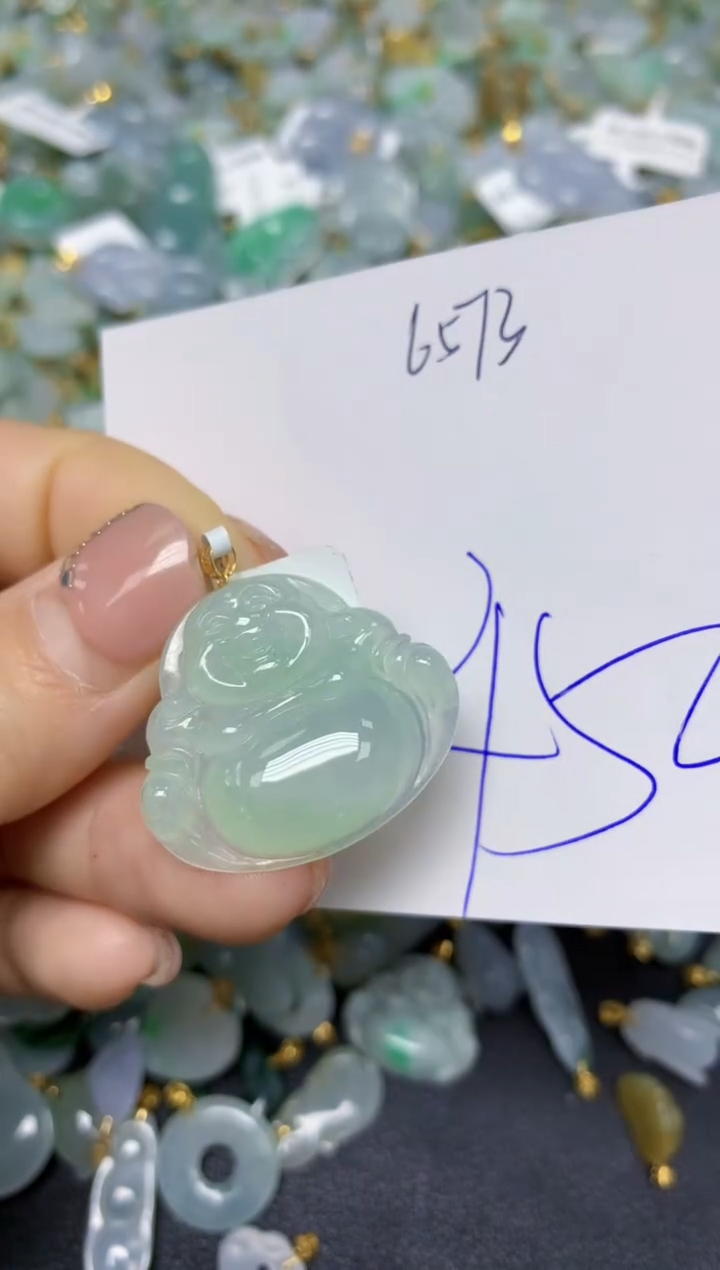 【闪购商品】翡翠挂件18K金镶嵌 天然翡翠A货