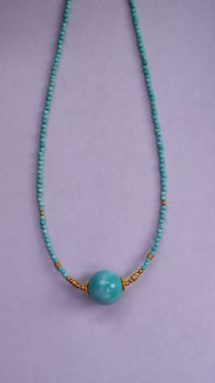 绿松石银S925镶嵌项链发货一件