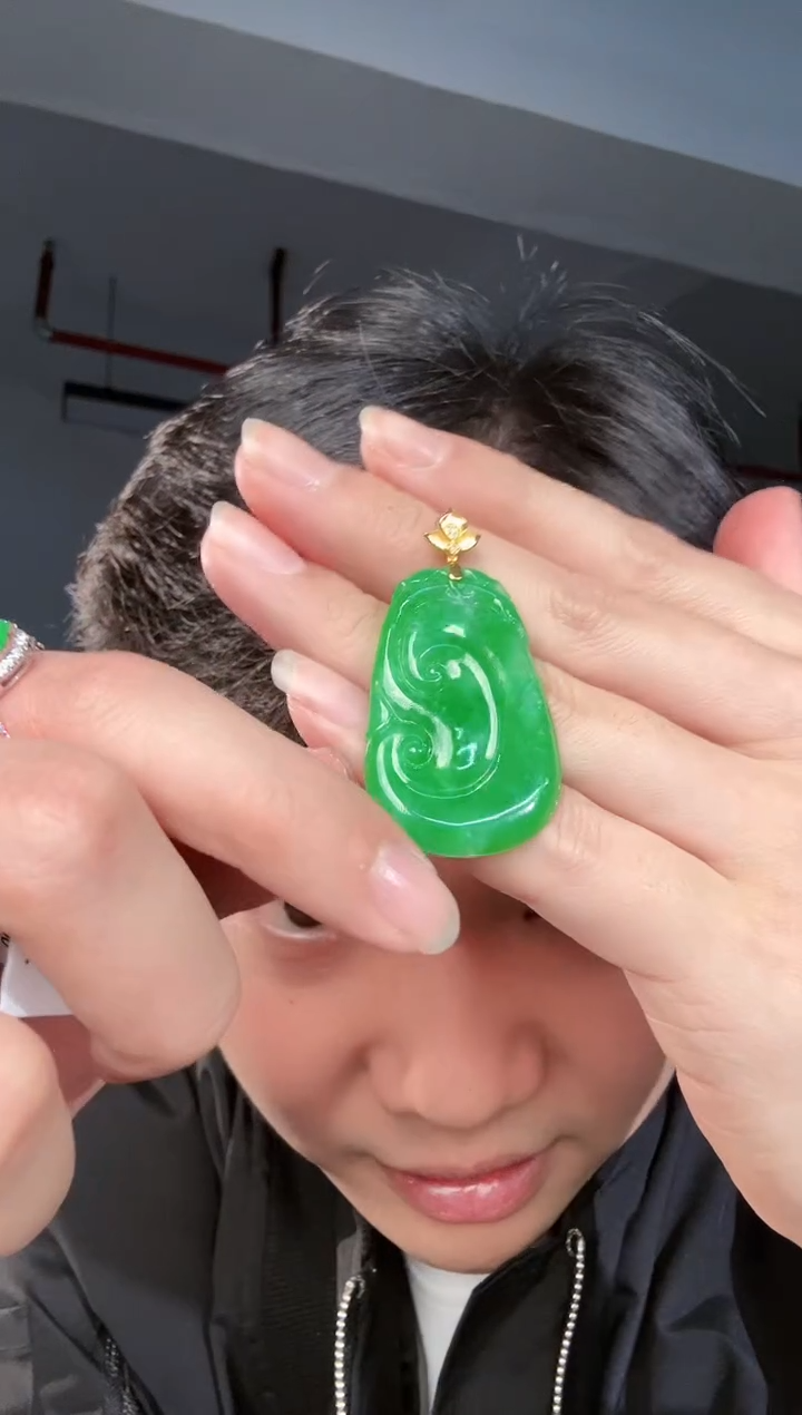 【闪购商品】翡翠颈饰18K金镶嵌缅料A货翡翠/支持复检/一件