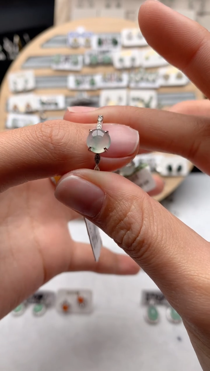 【闪购商品】翡翠戒指银S925镶嵌3号