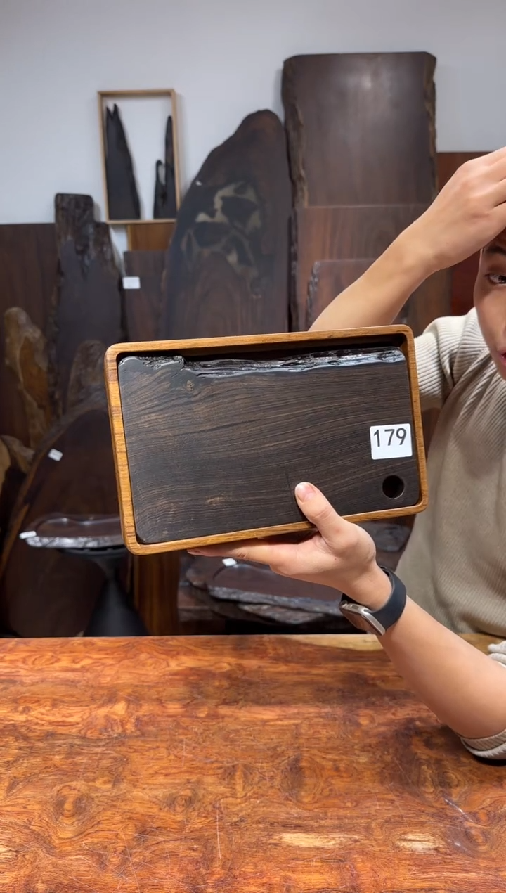东非黑黄檀（紫光檀）底座柚木尺寸28*19*4.5编号179