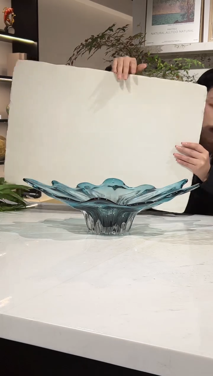 【闪购商品】琉璃蓝色荷叶果盘