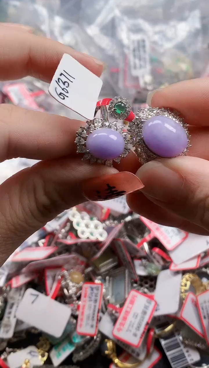 银S925镶嵌戒指翡翠天然A货缅甸翡翠