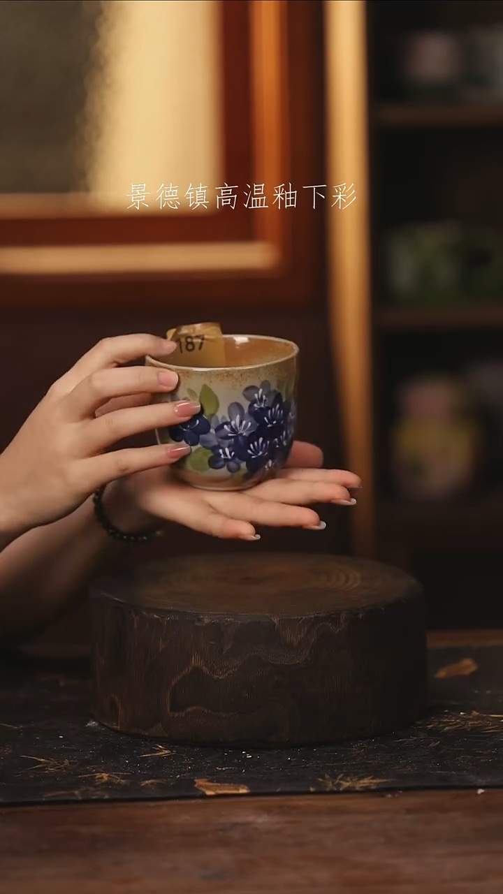 陶瓷景德镇高温釉下手绘陶瓷@L187@