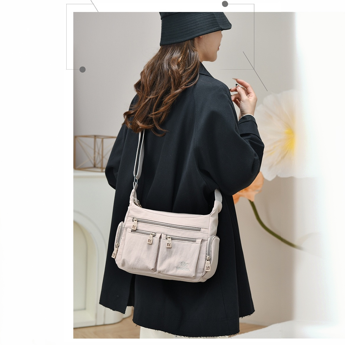 920#新款多隔层大容量超轻日常随身斜跨布包时尚休闲简约