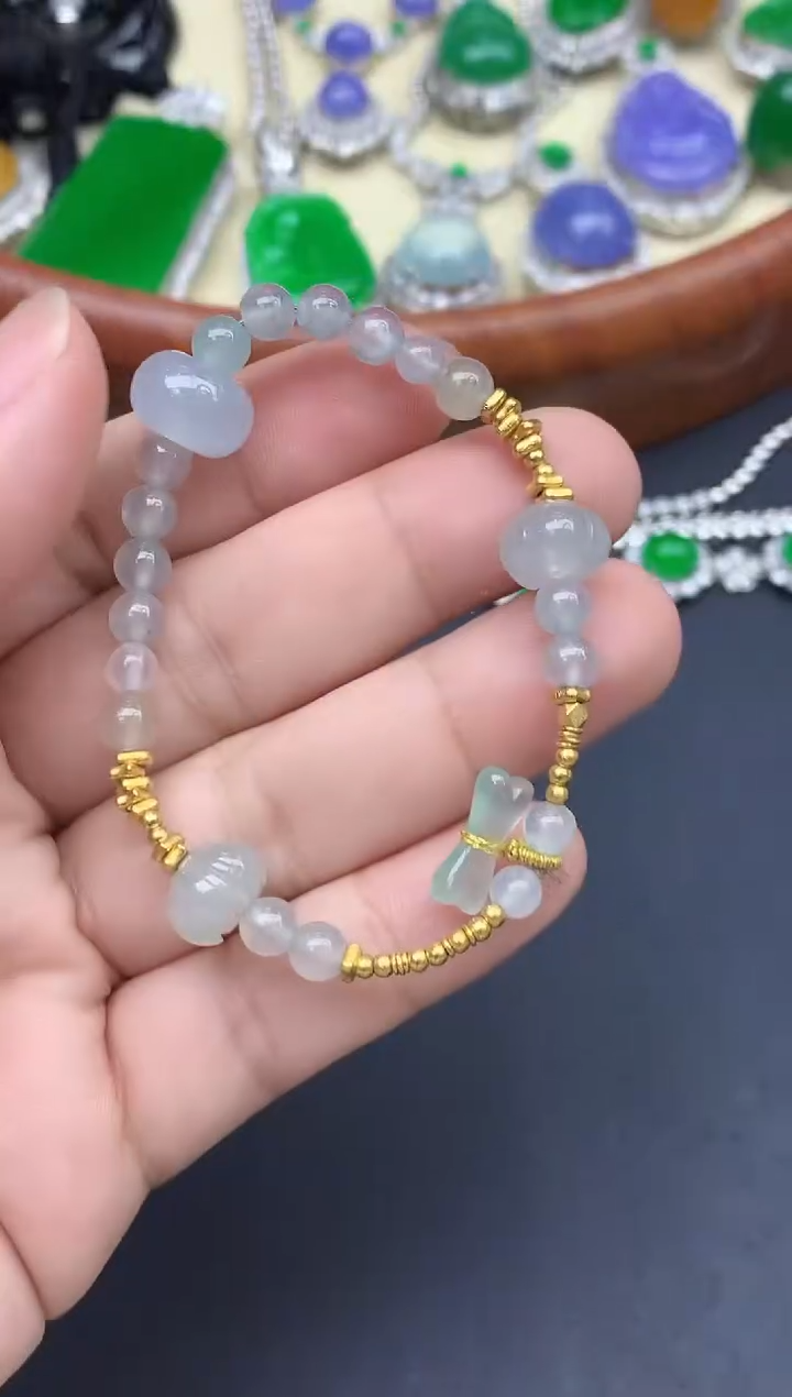 18K金镶嵌手链翡翠474-中国好珍宝