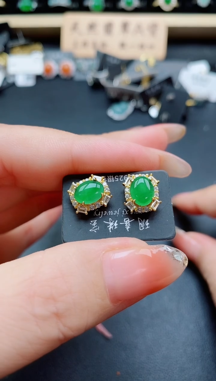 银S925镶嵌戒指翡翠1