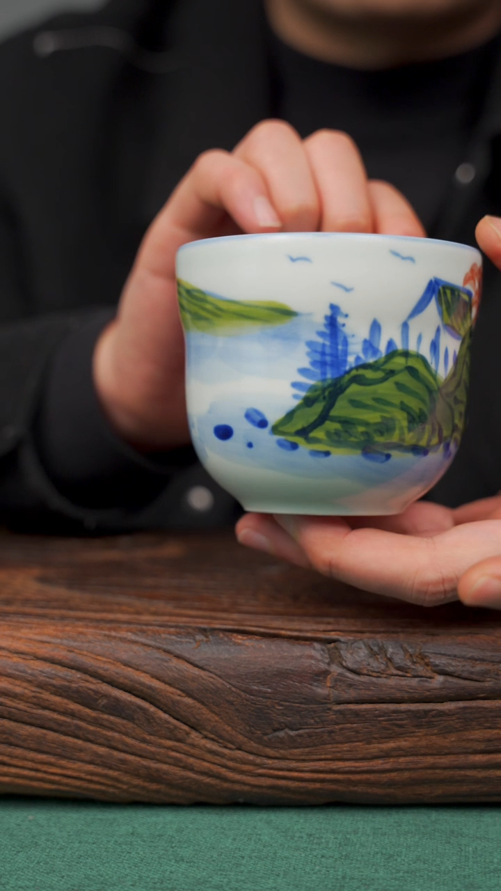 【闪购商品】瓷片99寻一缕瓷香杯釉下手工手绘瓷器