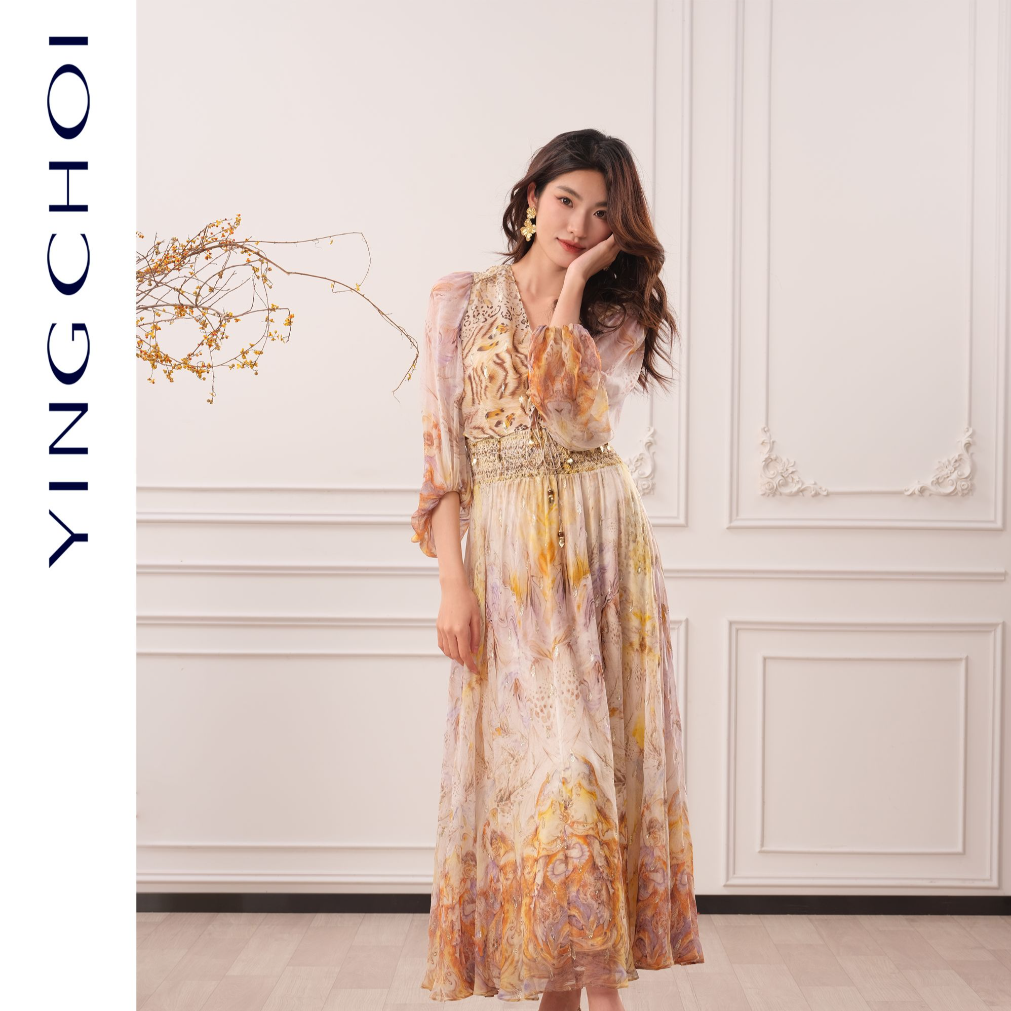 【双十一活动款】YINGCHOI 2025 新款豹纹印花连衣裙 YCMSD32601D