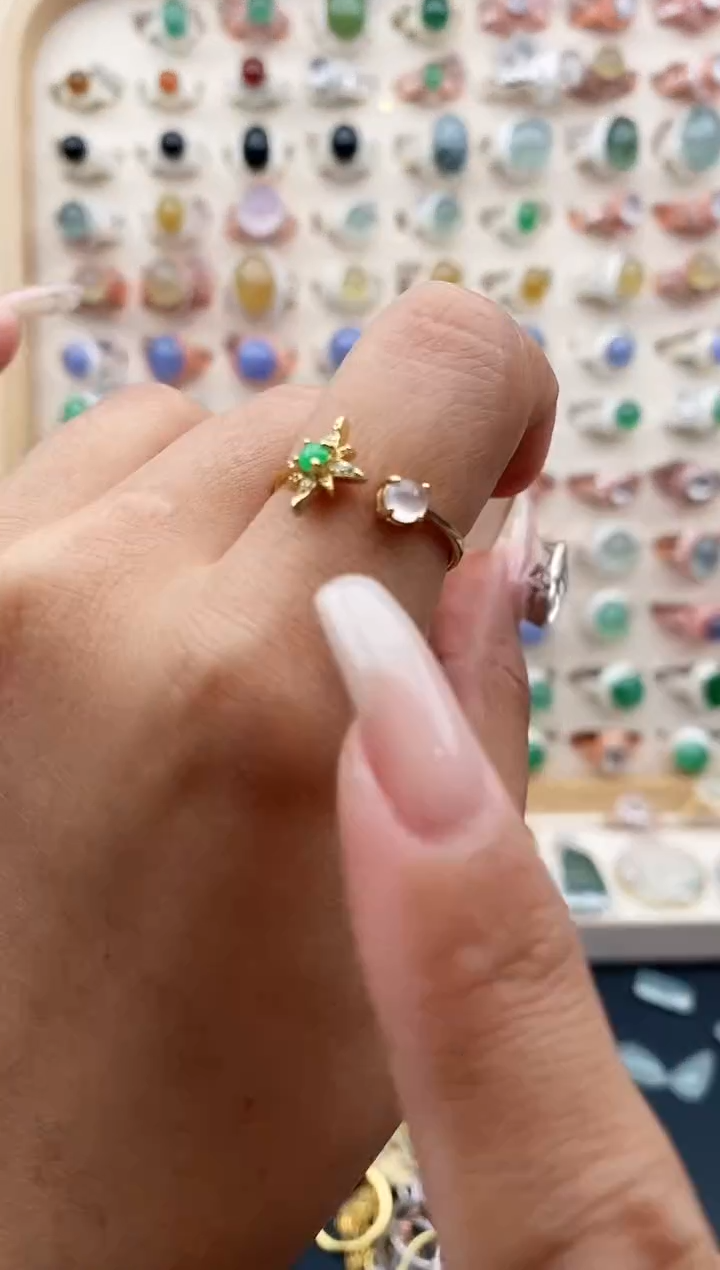 【闪购商品】翡翠戒指银S925镶嵌缅甸天然A货翡翠111 2+4多样性发货