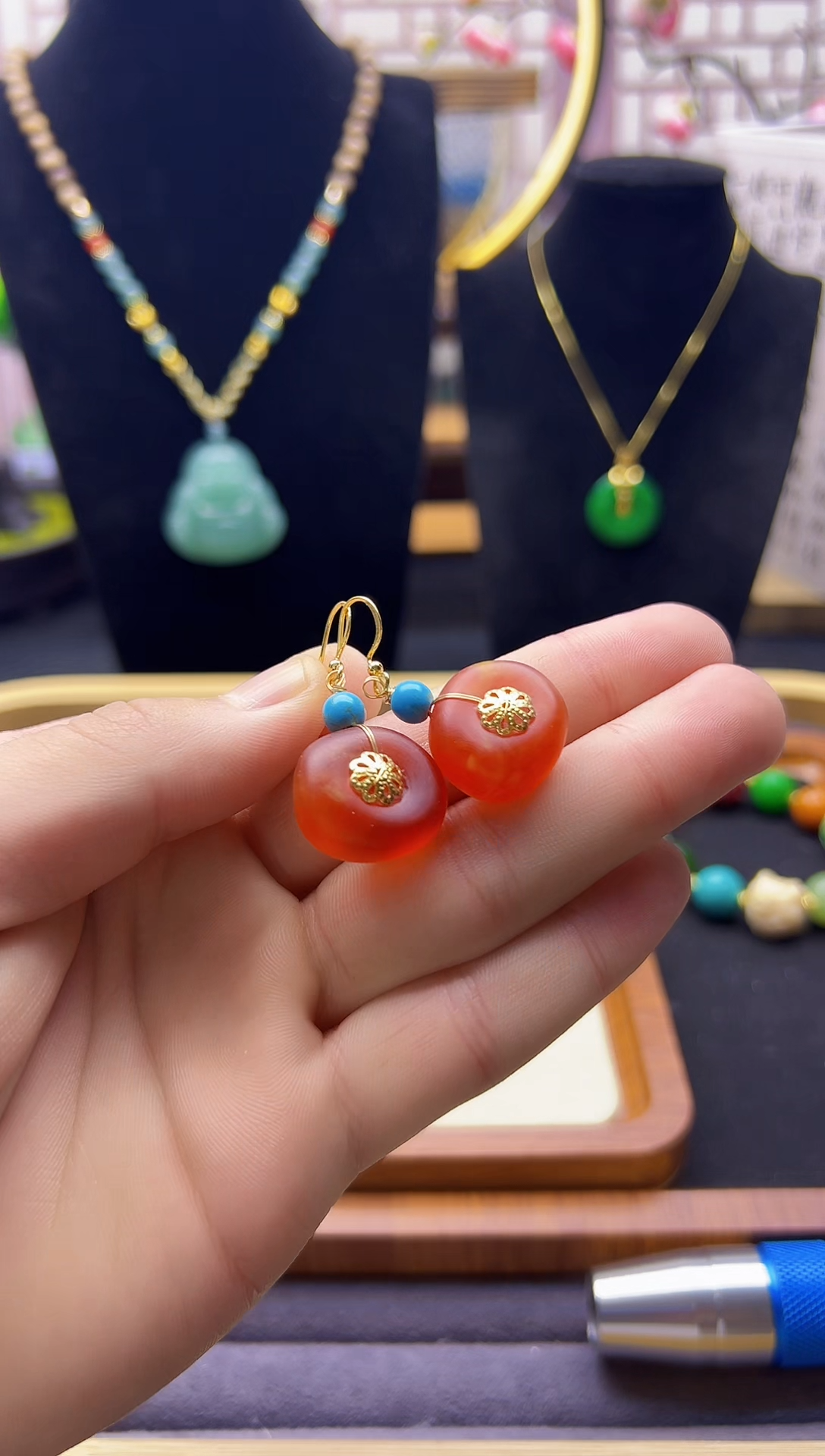 【闪购商品】蜜蜡耳饰14K金镶嵌E137       