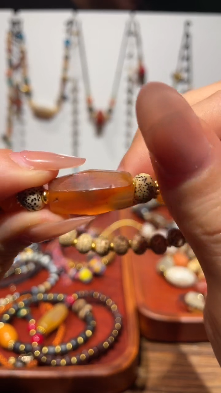 合金手链玛瑙/玉髓清玛红色星月菩提手串