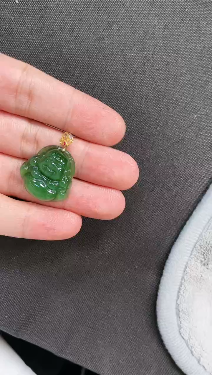 【闪购商品】和田玉吊坠18K金镶嵌多样性发一