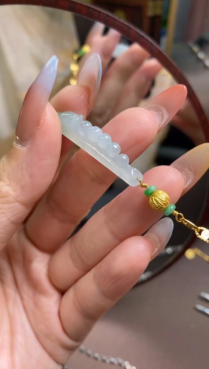 翡翠银S925镶嵌颈饰净货12906