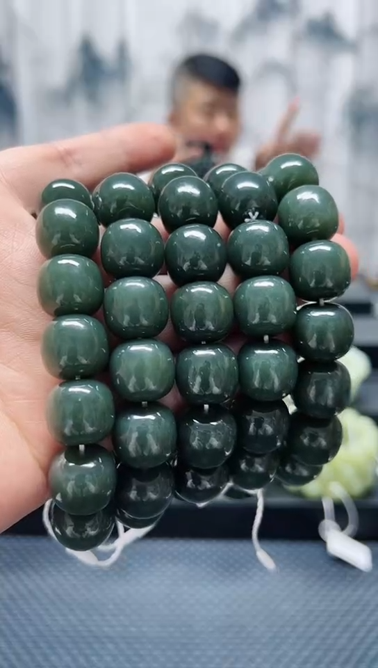 未镶嵌手串和田玉且末蓝老邢卡16纯天然