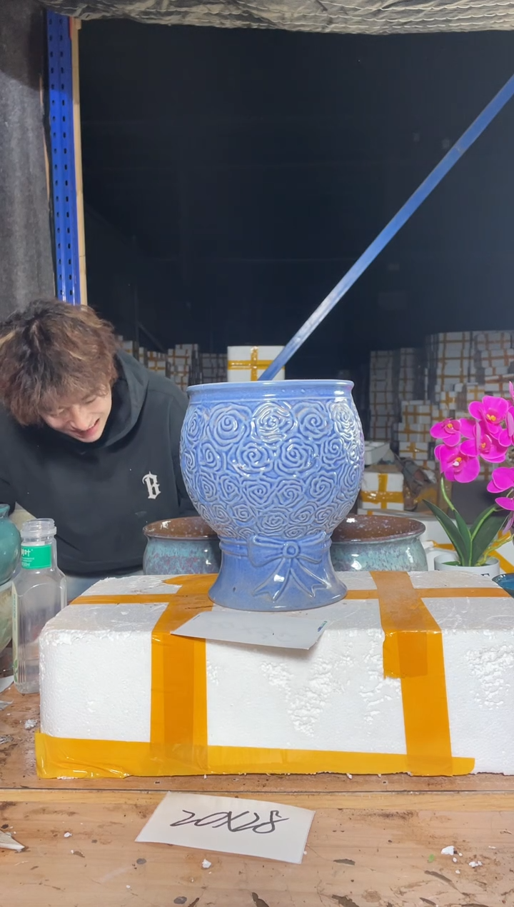 紫砂花盆宜兴紫砂粗陶花盆17*23