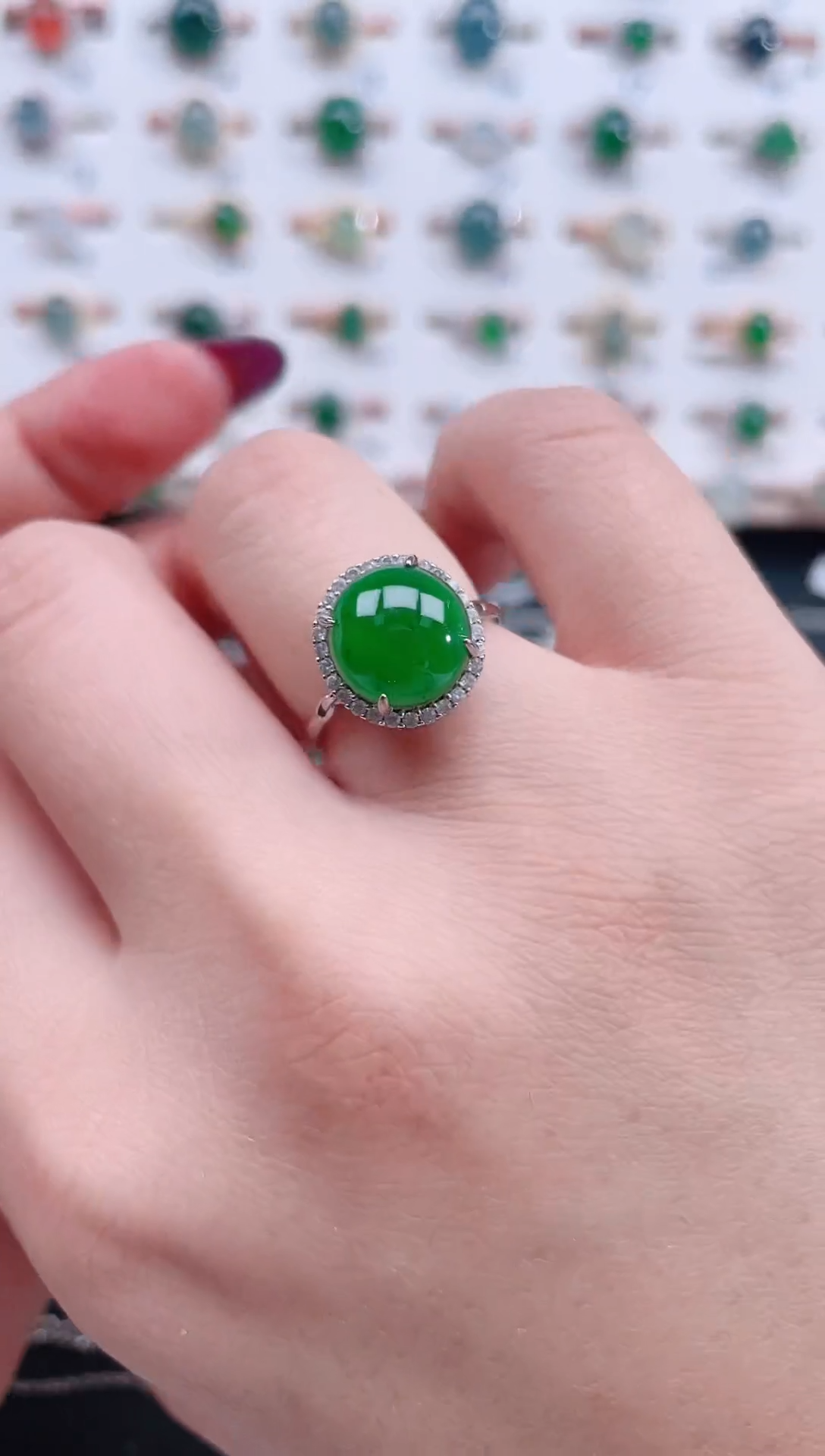 银S925镶嵌戒指翡翠天然翡翠