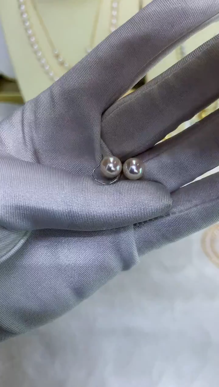 18K金镶嵌DA海水珍珠耳钩7-8MM X068