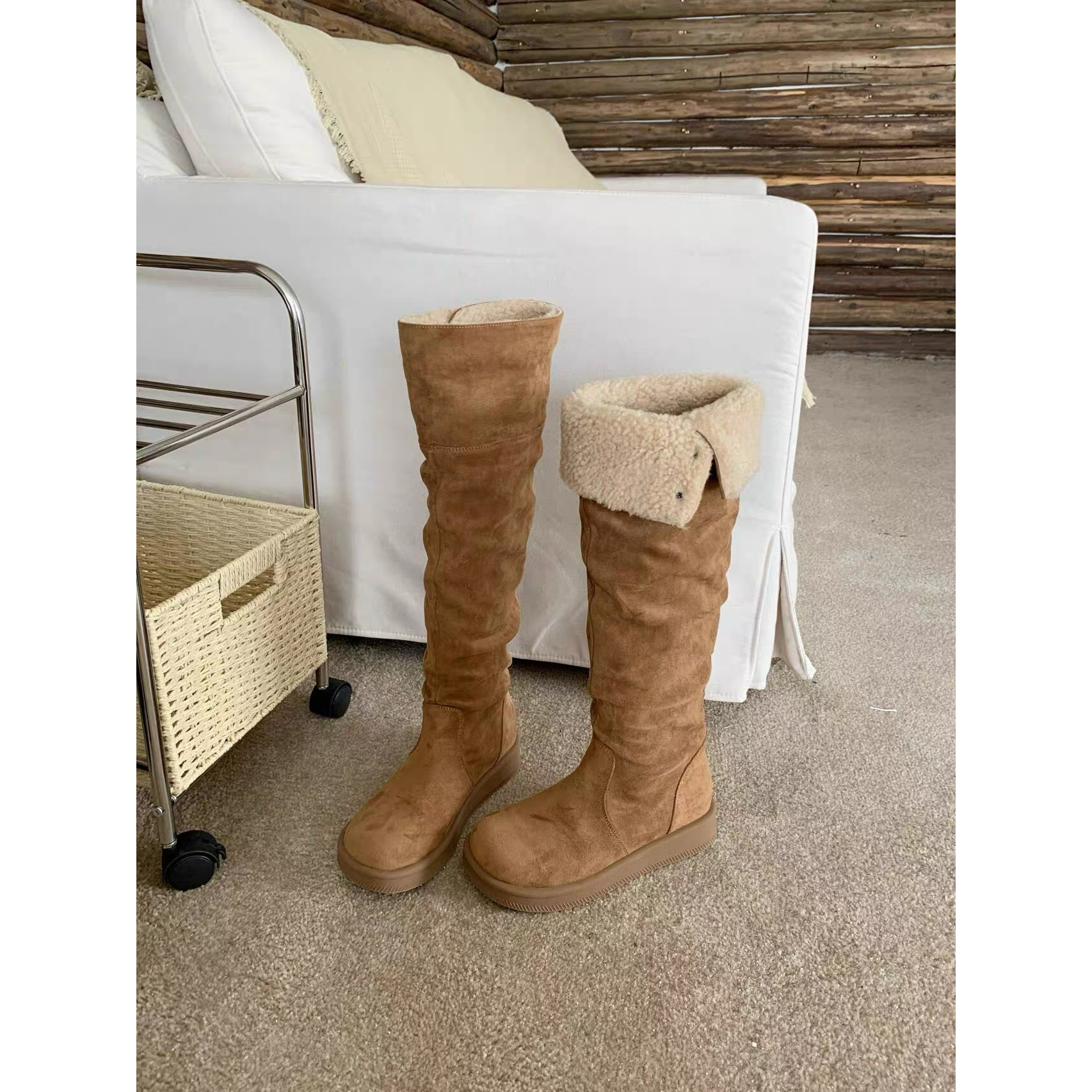 米娜家冬季新款加绒保暖高筒雪地靴