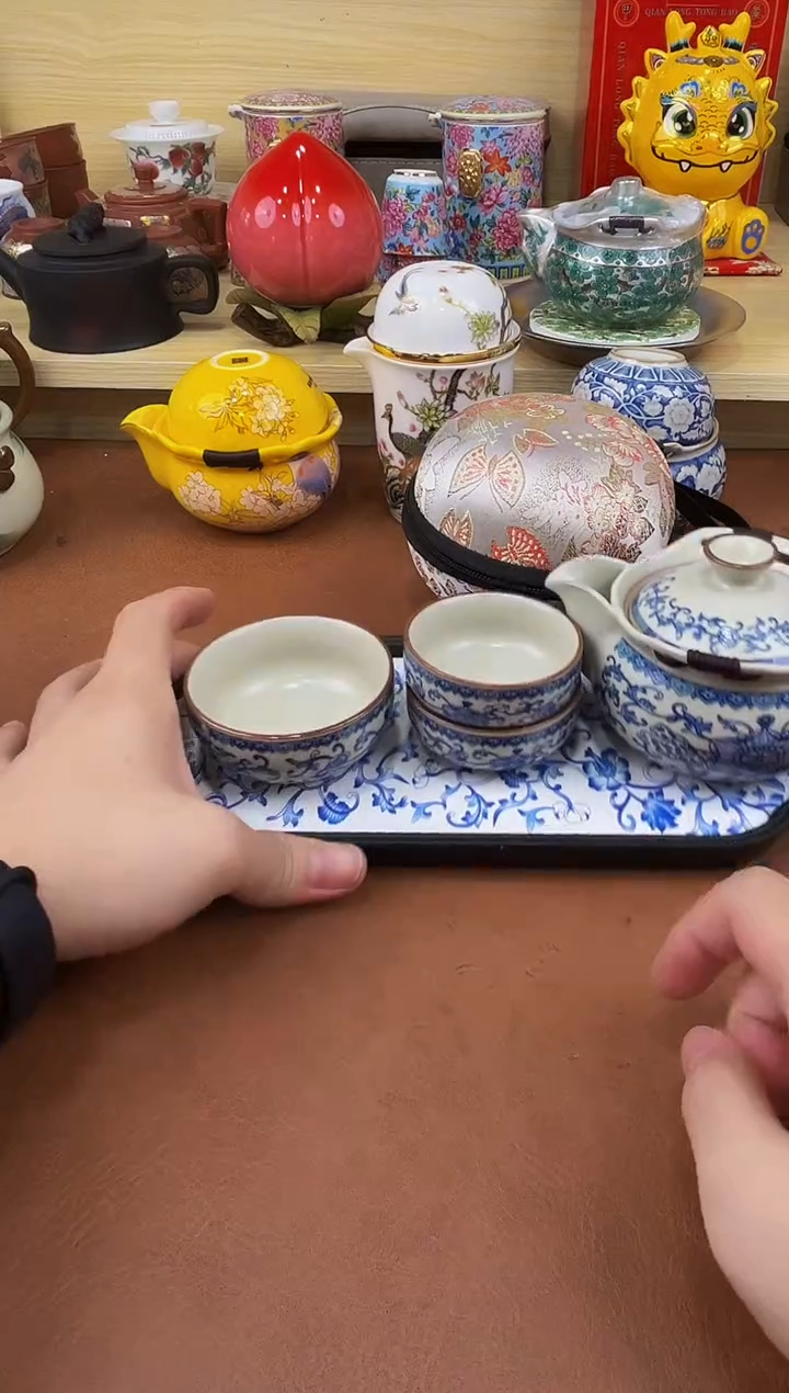 陶瓷茶具摆件旅行套组