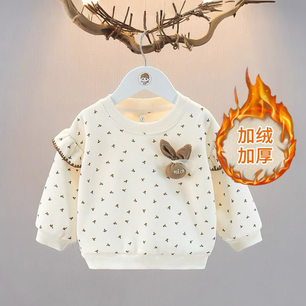 女童加绒卫衣冬季秋装2025新款洋气宝宝打底衫儿童套头衫婴儿上衣