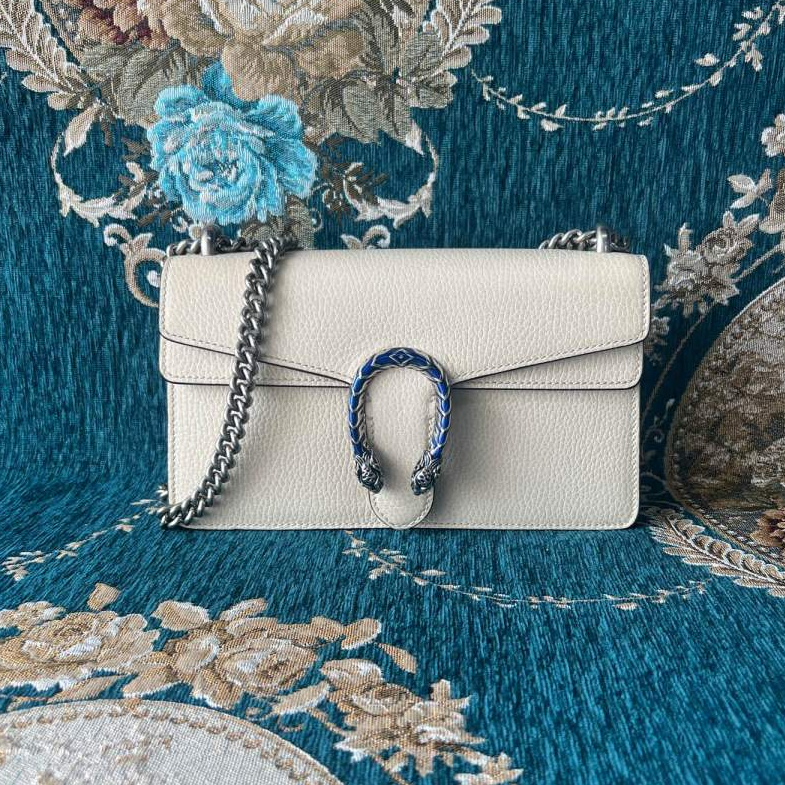 95新 GUCCI/古驰 安洁利严选白色全皮中号酒神单肩包WHZ504109H