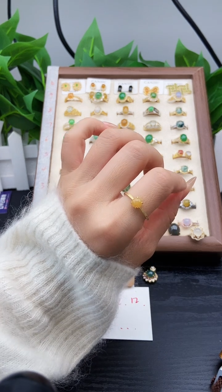 银S925镶嵌戒指翡翠12