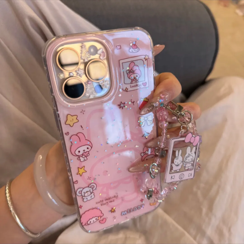 大头贴美乐蒂星星粉底适用iPhone16pro手机壳苹果15promax防摔14