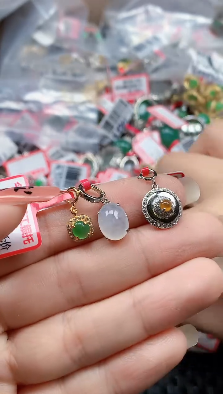 银S925镶嵌戒指翡翠天然A货缅甸翡翠