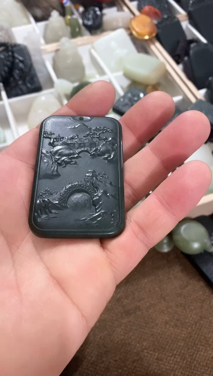 【闪购商品】和田玉吊坠(不含链)未镶嵌山水牌