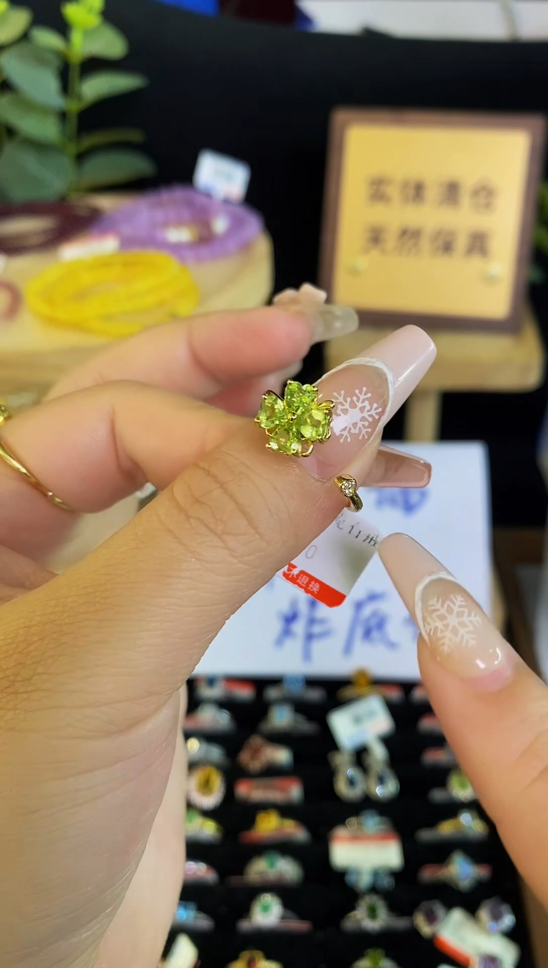 【闪购商品】橄榄石戒指银S925镶嵌戒指