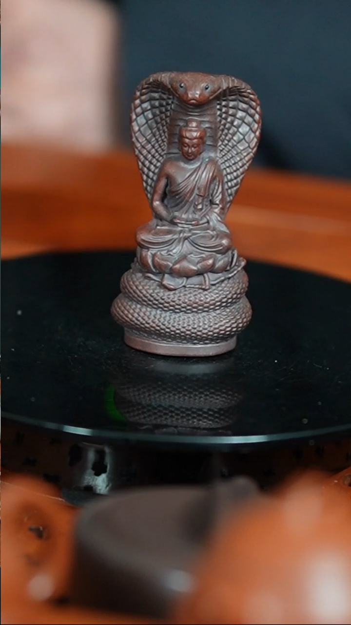 【闪购商品】紫砂茶宠古红泥刻绘蛇仙精品摆件