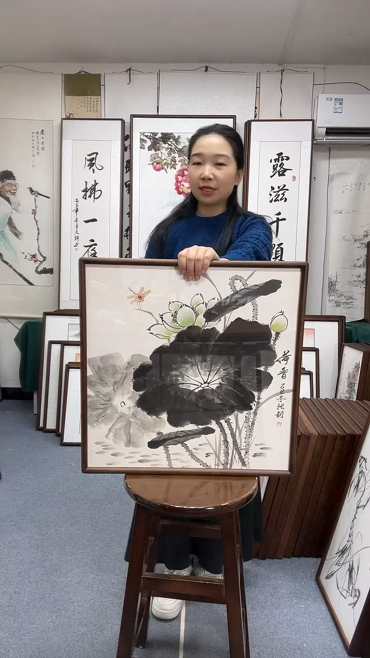 国画尺寸52*52实木画框京东包邮手绘