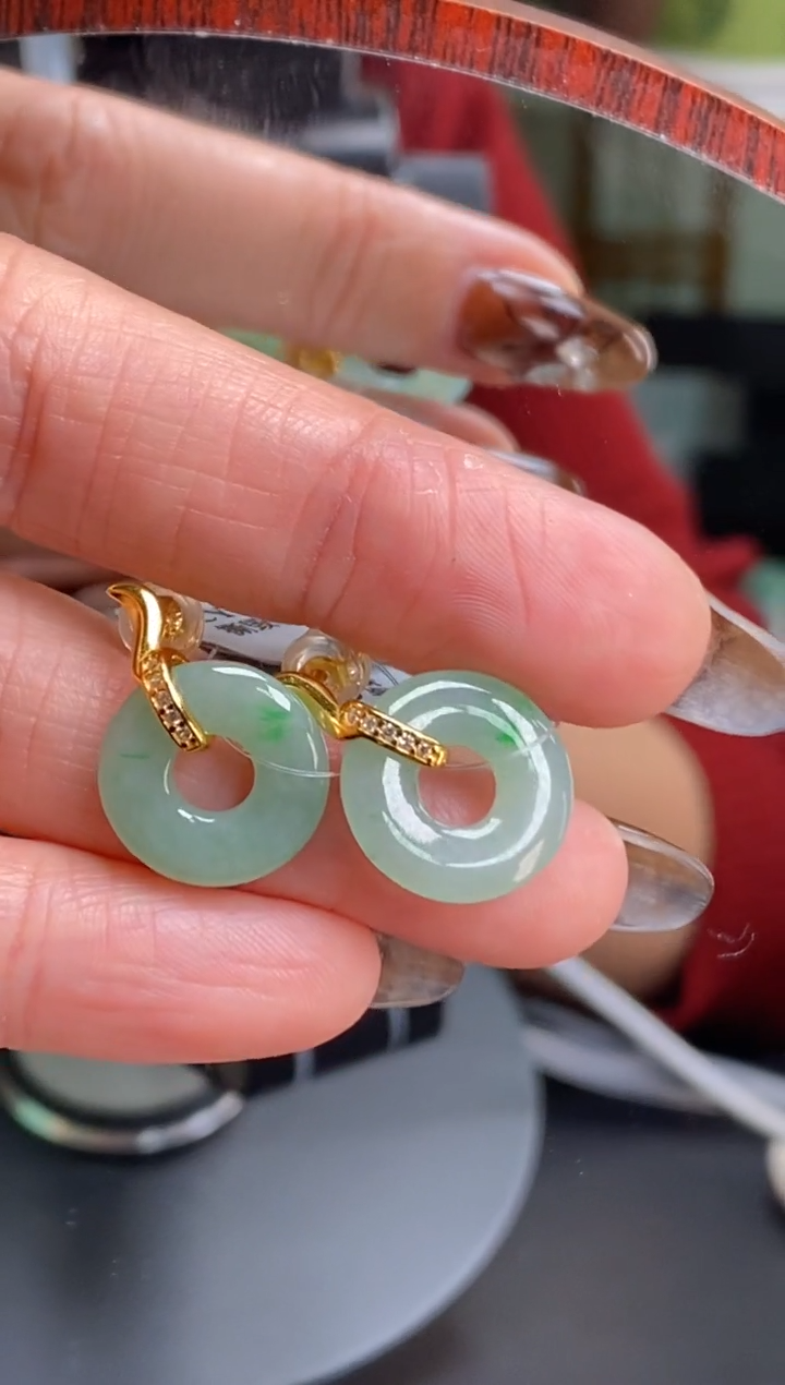 颈饰银S925镶嵌翡翠净货17355