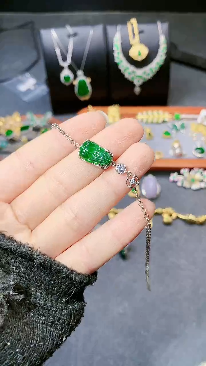 【闪购商品】翡翠手链银S925镶嵌手链