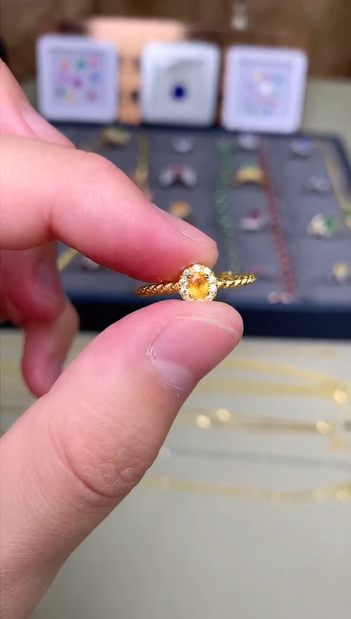 【闪购商品】石榴石戒指银S925镶嵌戒指