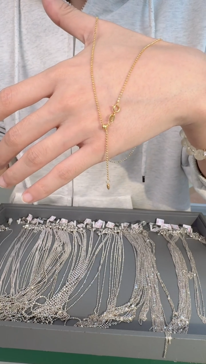 45cm爱心抽拉切面珠链2.10g（多样性发货）