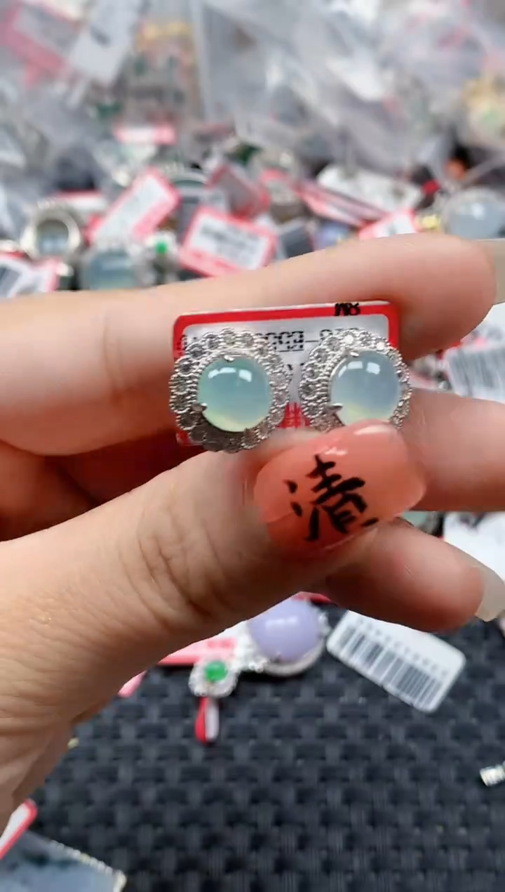 银S925镶嵌戒指翡翠天然A货缅甸翡翠