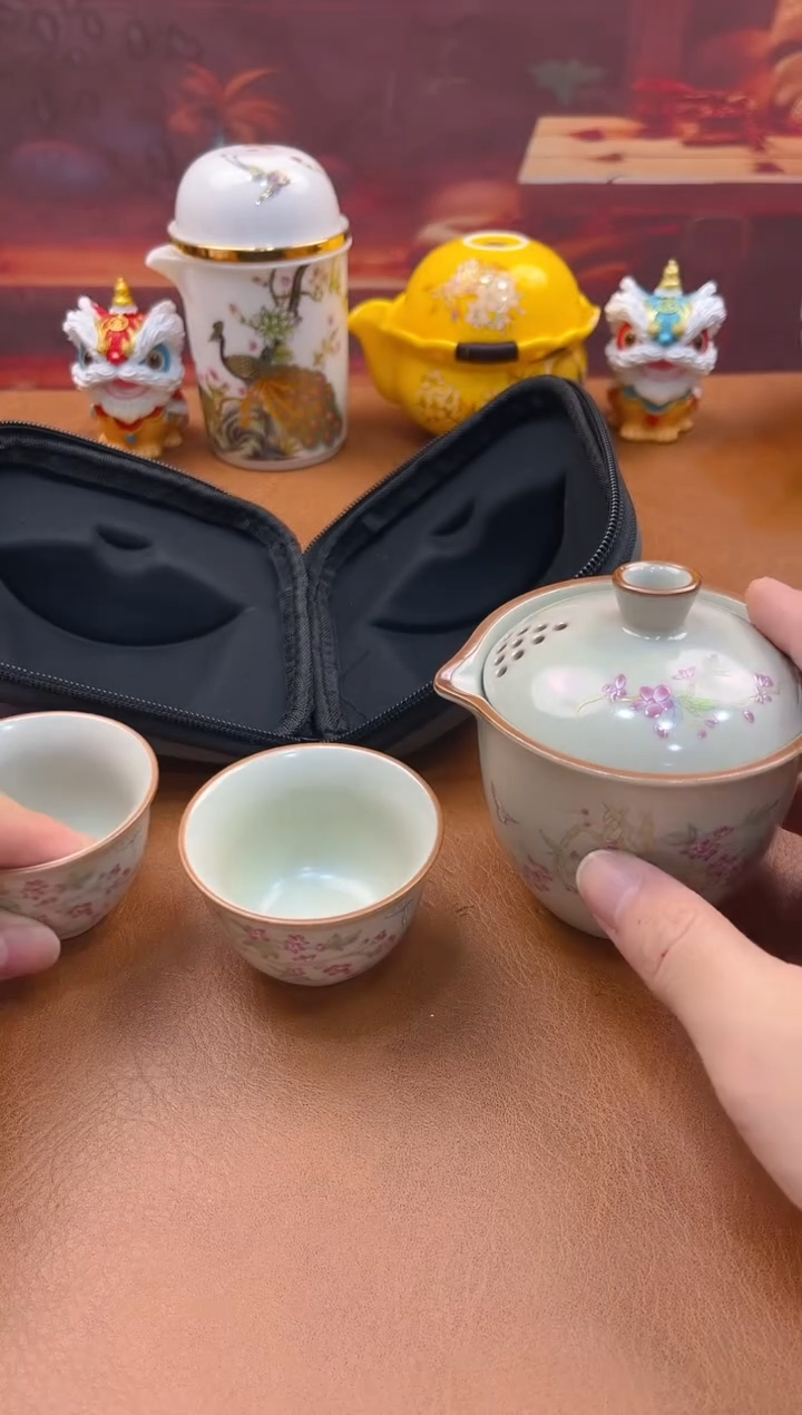 陶瓷茶具摆件旅行套组