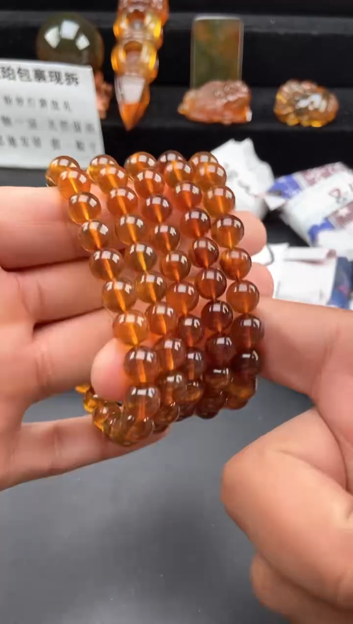 【闪购商品】琥珀手链未镶嵌金棕红手串【多样性发货其中一】