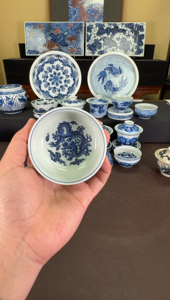 【闪购商品】羿器窑海水团龙矮炉式杯