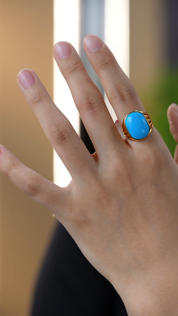 银S925镀金镶嵌绿松石戒指秒拍号7