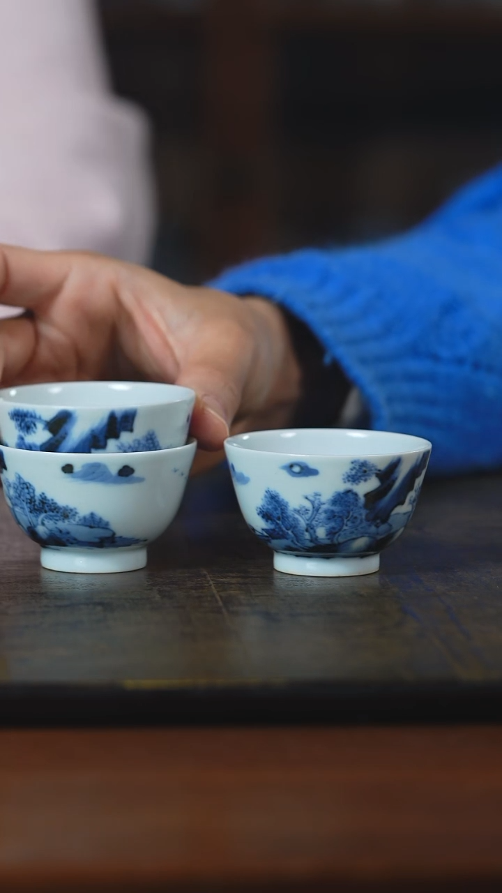 弥云斋康熙山水三客杯